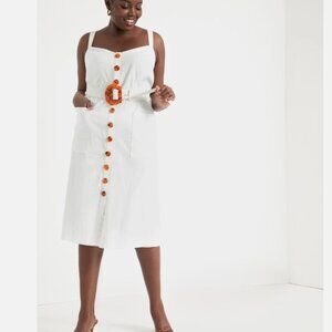 Moodie White Sleeveless Dress with Tortoise Shell Accents